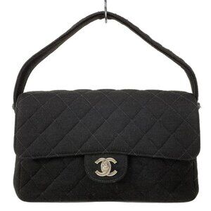 CHANEL Double Face / Matelasse Black Cotton Jersey Handbag